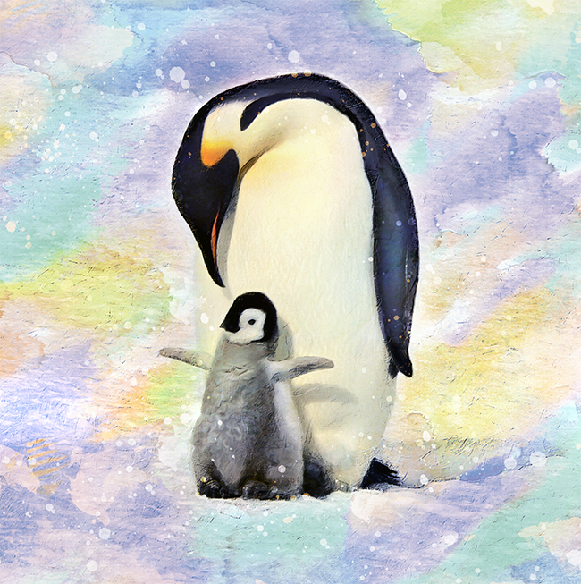 Penguin with Baby Gifts and Merchandise | Watercolor Painting