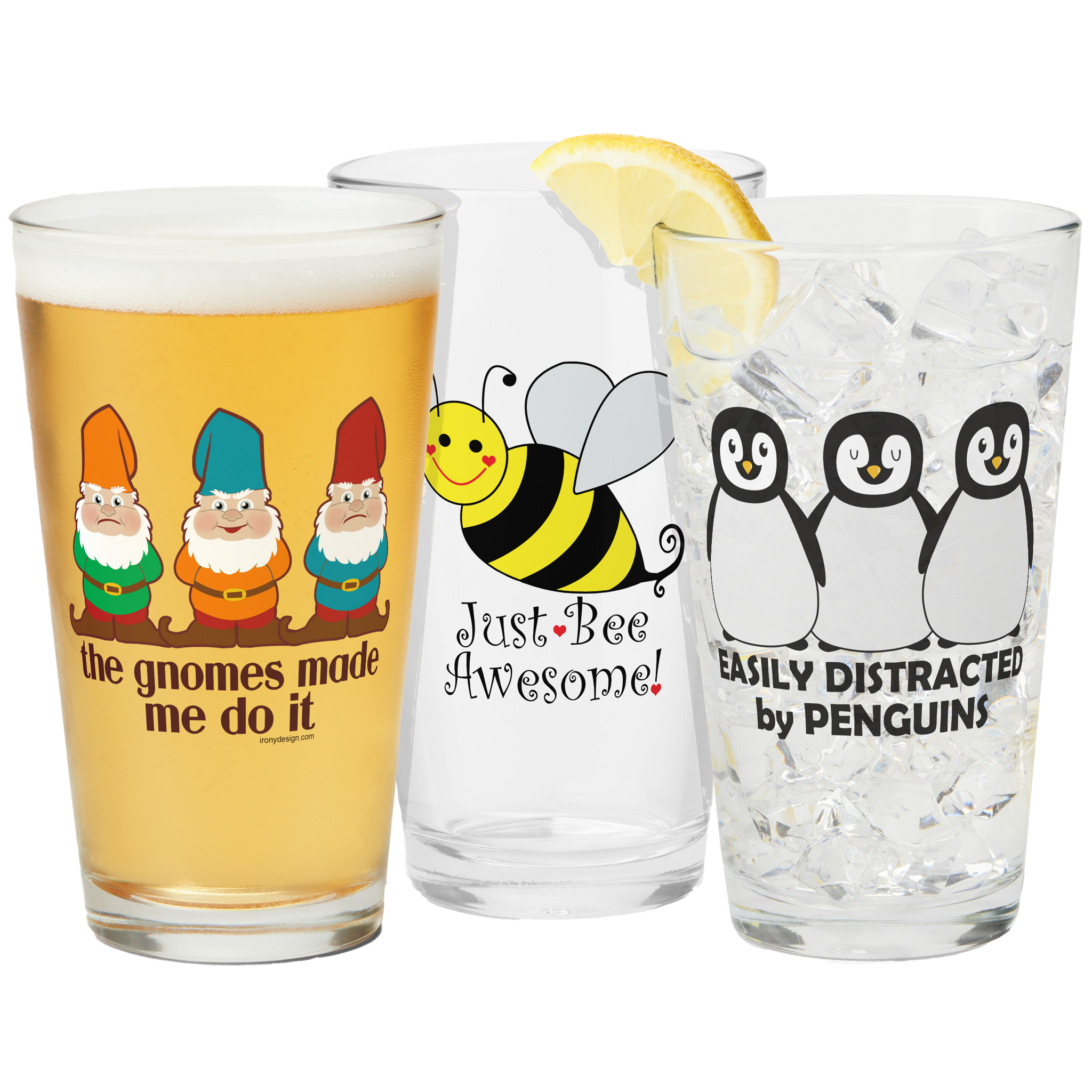 Funny Novelty Drinking Glasses Saying, Quotes and Designs